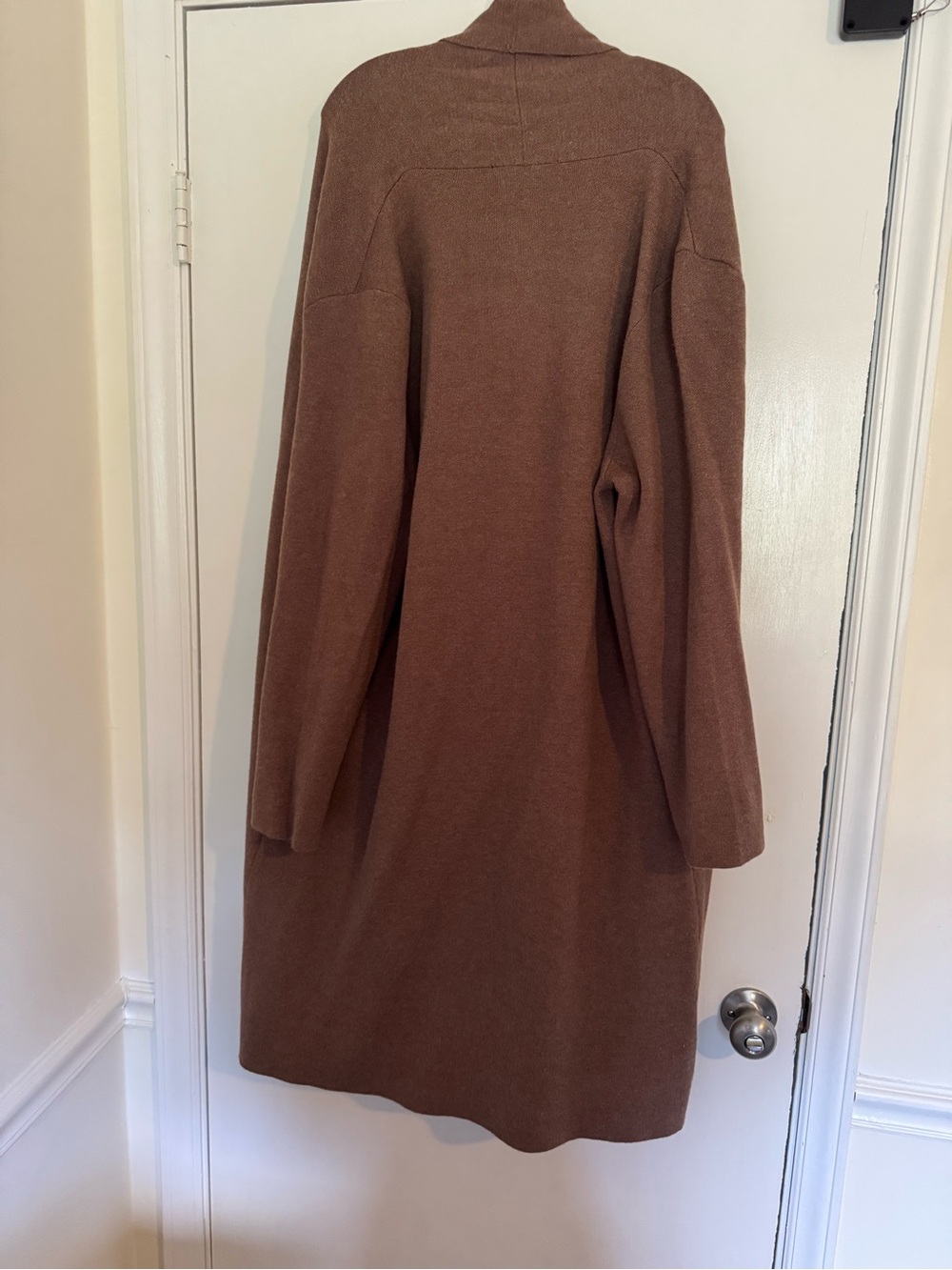 Brown Open-Front Long Cardigan Coat - Picture 5 of 5